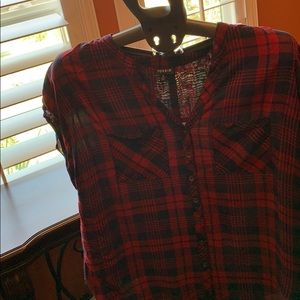 Torrid sz 0 red/navy plaid top